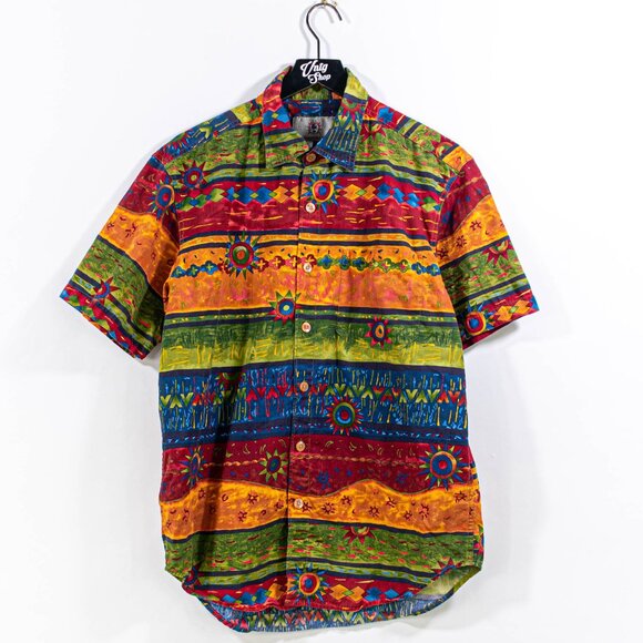 The Territory Ahead Aztec Southwestern Print Short Sleeve Button Shirt Medium - Picture 1 of 6
